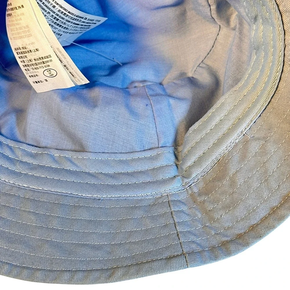 Abercrombie Bucket Hat Womens OS Light Blue Sunflower Embroidered Cotton